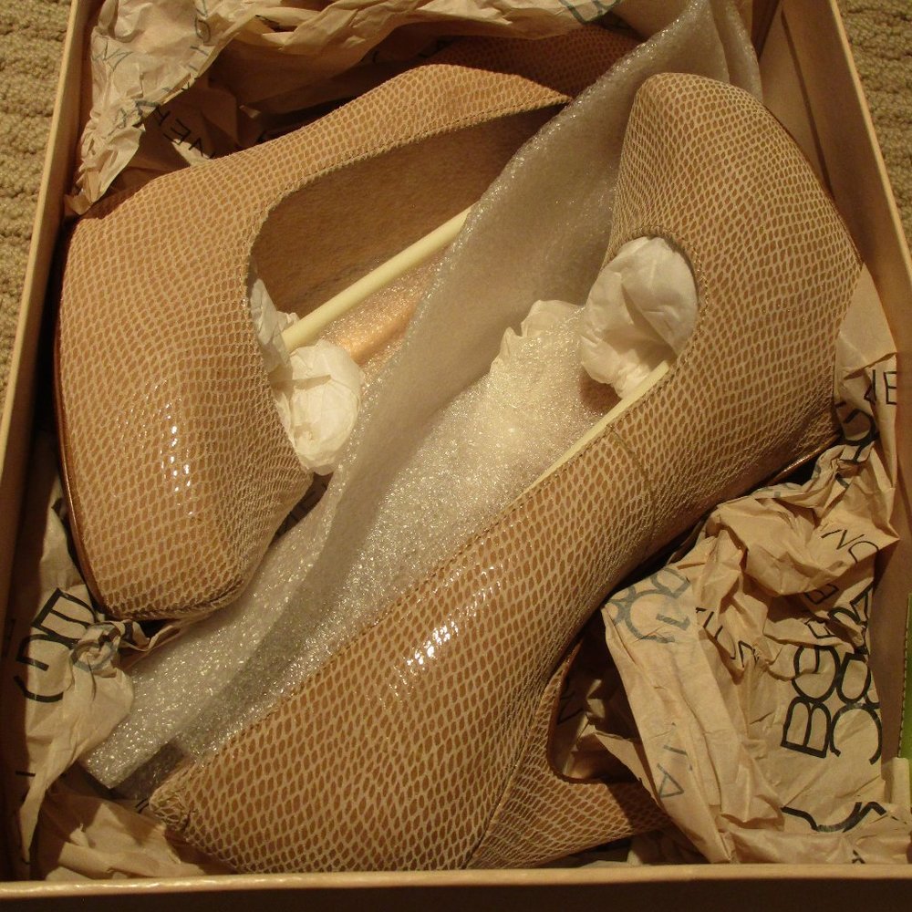 BCBG Nude Leather Heels